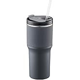 LocknLock Metro Tumbler Stainless Steel Double Wall Insulated with Non-slip grip, Lid, 22 oz, Gray