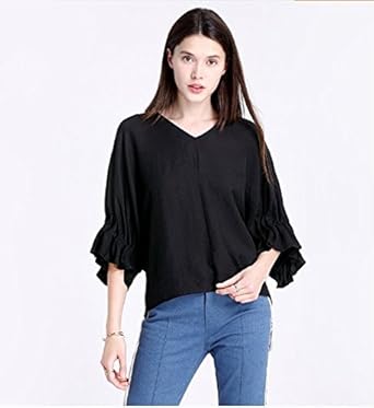 Amazon Co Jp Mi Gong シャツ ブラウス 五分袖 シフォントップス