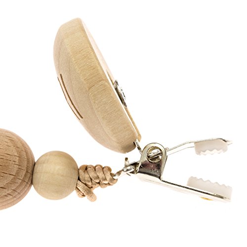 Zuri Wooden Pacifier Clip Binky Holder Silicon Chew Beads Soother Teether Nursing Clean Eco-Friendly Baby Shower Gift Toy - Thumbnail 2