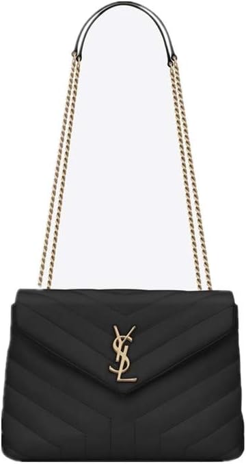 Women's LOULOU Small Black Y-Sewn Leather Chain Bag(Bronze Metal Hardware)