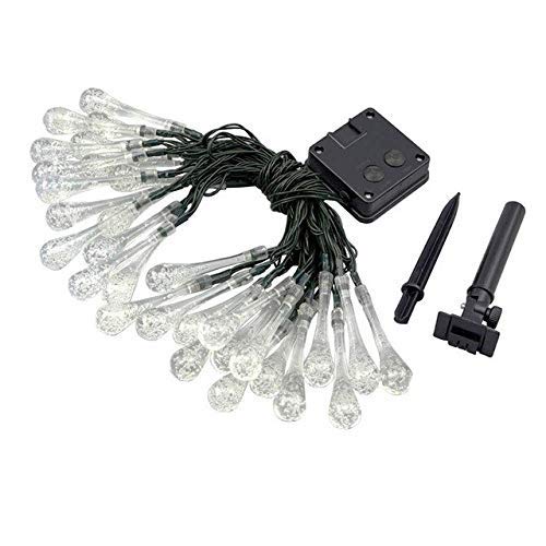 Wonderland Solar String Lights 20 Feet (6 Mtr) 30 LED Water Drop Solar Fairy Waterproof Lights for Garden, Patio, Yard, Home, Parties, Multi Color