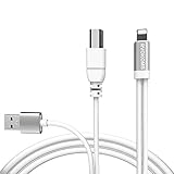 MIDI Cable, RVOKOMS OTG to MIDI and Charging Cable Compatible iOS Devices, 3.3ft USB 2.0 Type B to Midi Keyboard, Drum, Electronic Music Instruments, USB Microphone, White