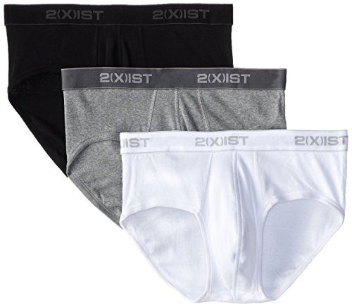 2(x)ist mens Essential Cotton 3 Pack Contour Pouch Brief,White/Black/Grey Heather,X-Large
