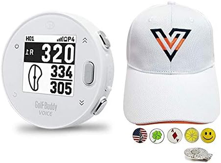 GolfBuddy Voice X Golf GPS/Rangefinder Bundle with 1 Volvik V-Logo Golf Hat (Adjustable), 5 Ball Markers and 1 Hat Clip – Bluetooth Wireless Talking GPS GolfBuddy Voice X Golf GPS/Rangefinder Bundle with 1 Volvik V-Logo Golf Hat (Adjustable), 5 Ball Markers and 1 Hat Clip – Bluetooth Wireless Talking GPS