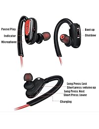 Auriculares Bluetooth Auriculares inalámbricos A prueba de sudor Auriculares deportivos Estéreo HD Auriculares con cancelación de ruido en la oreja con micrófono Auriculares iPhone   Samsung   Android Smartphone