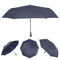 Folding Umbrella Windproof UV Automatic Travel Umbrella Business Style Stripes Navy Blue