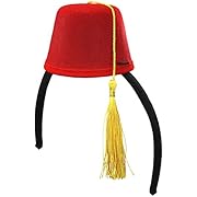 Costume Accessory Mini Fez Hat Headband, Red, One Size