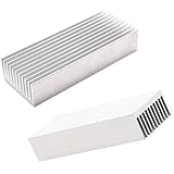 Easycargo 2pcs 40mm Heatsink 100mm x 40mm x 20mm, Silver Tone Aluminum Cooler Heat Sink for Cooling LED Power Amplifier TEC1-
