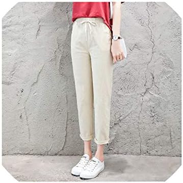 Burgess Trevelyan Chic Loose Cotton Linen Pants Women Soft Harem Pants Breathable Slim Ankle Length Pants