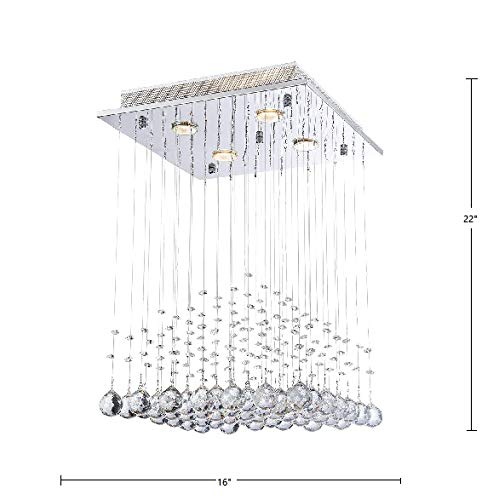 Saint Mossi K9 Crystal Rain Drop Chandelier Modern & Contemporary Ceiling Pendant Light H22 X W16 X L16