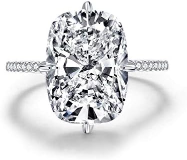 LESFD 6ct Cushion Cut Cubic Zirconia CZ Solitaire Engagement Ring