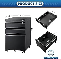 DEVAISE 3 Drawer Mobile File Cabinet with