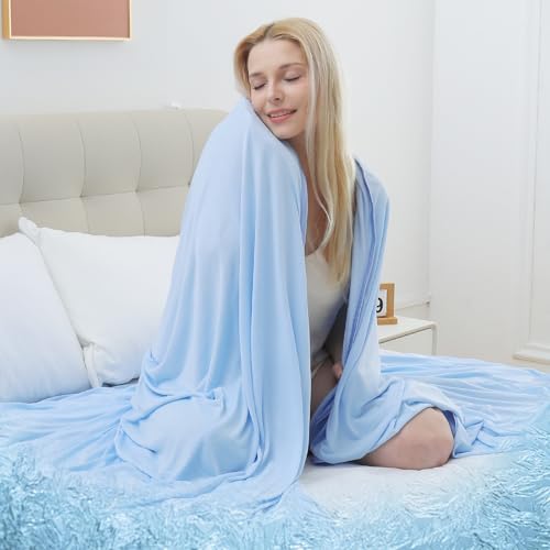 Marchpower Refreshing Blanket, 150 x 200 cm, Arc-Chill Natural Technology Summer Blanket Double-Sided Blanket Cozy and Refreshing Sofa Blanket, Qmax>0.5, Blue