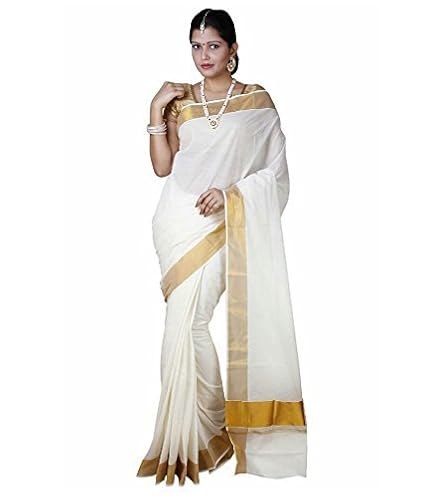 kerala kasavu cotton saree with running blouse