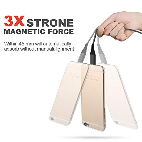 Magnetic Cable,3-in-1 Magnetic Lighting USB Cable and Type C Cable,Micro USB Cable,Fast Charging,Nylon Braided Sync Cord with High Speed Data Transfer for iOS Android (Black)