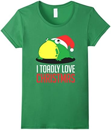 Women's I Toadly Love Christmas Xmas Holiday T-Shirt Large Grass