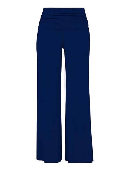HYBRID & COMPANY WOMEN PALAZZO PANTS W/FOLD OVER WAIST BAND KPZ26932 NAVY L