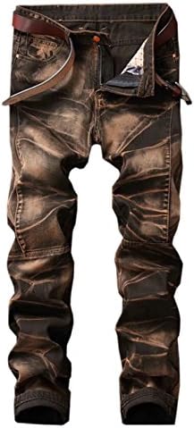 Ameyda Men's Moto Biker Jeans Ripped Destroyed Distressed Denim Pants