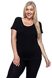 OSSAMI PM Women Junior Basic Round Cotton Neck Top T-Shirt-BLACK-S