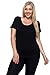 OSSAMI PM Women Junior Basic Round Cotton Neck Top T-Shirt-BLACK-S