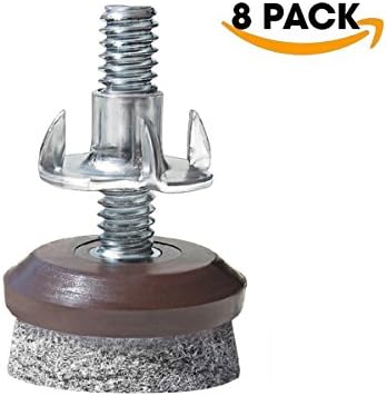 Furniture Levelers - Adjusting Felt Pads for Chair Legs and Furniture - Set of 8 with t-nut included - Furniture Leveling Feet - 1/4-20 Adjustable Furniture Feet