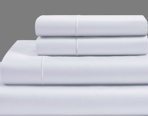 CHATEAU HOME COLLECTION Luxury 800-Thread-Count 100% Egyptian Cotton Bed Sheets, 4 Pc Full - White Sheet Set, Single Ply Long-Staple Yarns, Sateen Weave, Fits Mattress Upto 18'' Deep Pocket