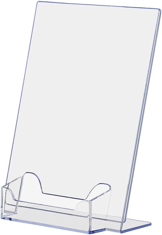 40 Pack Acrylic Sign Holder 5" x 7" with 3.5" x 2" Business Card Pocket Slanted Side Load Clear Countertop Display for Signage in Lobbies Retail Stores Hotels and Doctors Offices by Marketing Holders