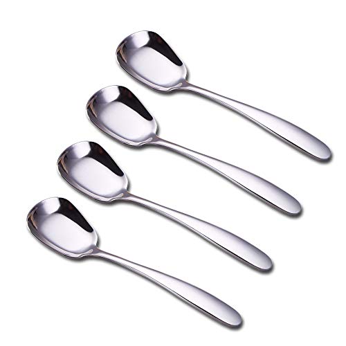 Wenkoni 304 Stainless Steel Spoons,Soup Spoons,Rice Spoons,Table Spoons,Dinner Spoons.(Color:Silver)