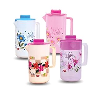 ANKUR Acrylic Water Juice Printed Plastic Jugs for Home Bathroom Capacity 2.2 Liter Blue (Pack of 1)