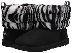 UGG T Fluff Mini Quilted Zebra Boot, Black