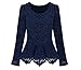 JIANLANPTT Women Full Sleeve Embroidery Lace Peplum Slim Fit Tops Blouses Tee