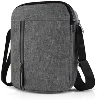 Umhängetasche Herren Klein Messenger Bag mit Reißverschluss und 4 Taschen, Wasserdicht Klein Crossbody Bag Herren Sling Bags mit Verstellbarem Schultergurt für Arbeitsreisen (Grau)