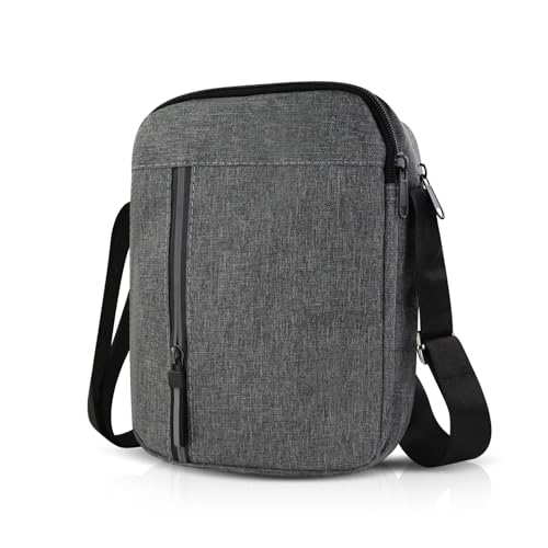 Umhängetasche Herren Klein Messenger Bag mit Reißverschluss und 4 Taschen, Wasserdicht Klein Crossbody Bag Herren Sling Bags mit Verstellbarem Schultergurt für Arbeitsreisen (Grau)