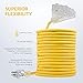 50 FT 12/3 Outdoor Extension Cord - Rubber, Flexible, Triple Outlet, Yellow Wire with Live Power Light Indicator. 15 Amp