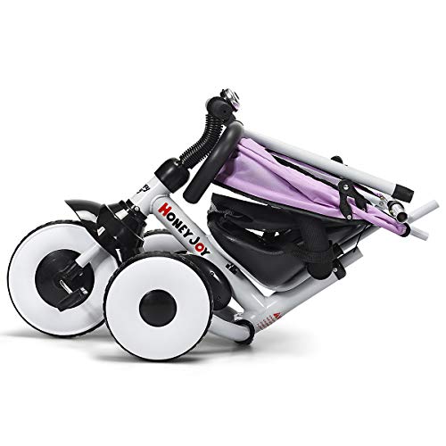 HONEY JOY Kids Tricycle, 4in1 Steer Stroller w/Learning Bike