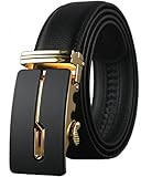 REGITWOW Men's Leather Belts Sliding Buckle 35mm Ratchet Belt for Men
