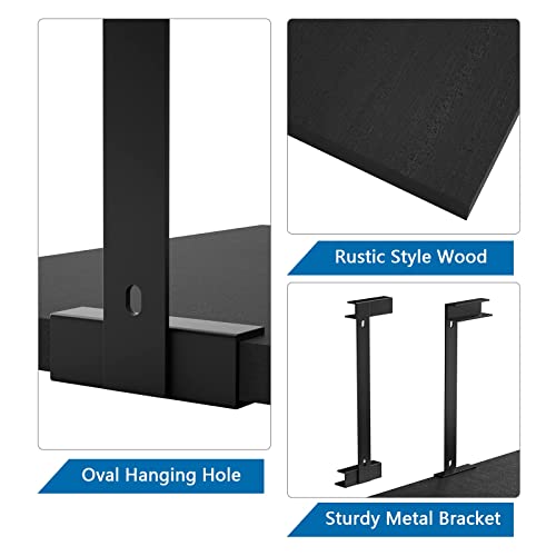 SRIWATANA 2-Tier Corner Floating Shelves - Rustic Black Wood & Metal, Wall Mounted For Bedroom, Bathroom, Living Room