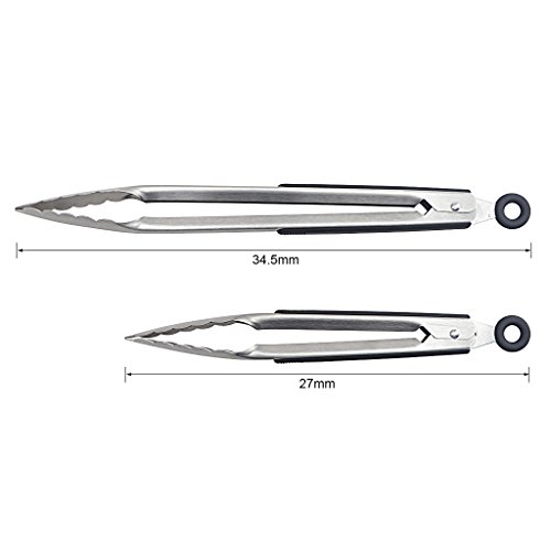 LUTAVOY Salad Tongs BBQ Serving Tongs Kitchen Locking Tongs for Cooking,2 Packs 9"&12" (KS01),FDA approved, No toxic, Diswasher Safe
