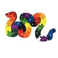 BayShow Wooden Alphabet Puzzle - Snake Letters Numbers Block Toys for Kids, Learn ABCs and 123s, Non-Toxic Paint