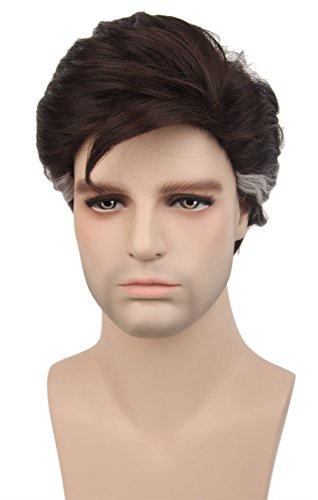 Topcosplay Unisex Short Cosplay Wigs Costume Hair for Man Women Brown