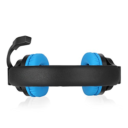 BUTFULAKE Stereo Gaming Headset for PS4, Xbox One, Nintendo Switch, Adjustable Earmuffs and Over-All Noise Isolation, Lightweight 3.5mm Wired Volume Control with Mic for Laptop PC (Black-Blue)