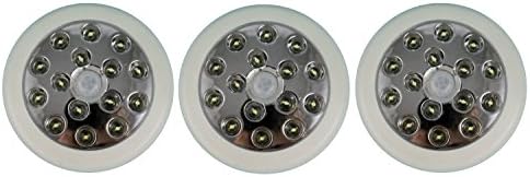 Darin 15LED PIR-WH LED 140-Degree 12 Meter Security PIR Infrared Motion Sensor Detector Wall Light Outdoor, White, 3-Pack