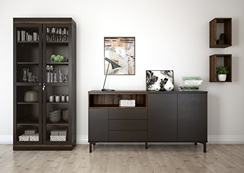Tvilum 9217586dj Aberdeen 2 Door China Cabinet, Black/Walnut