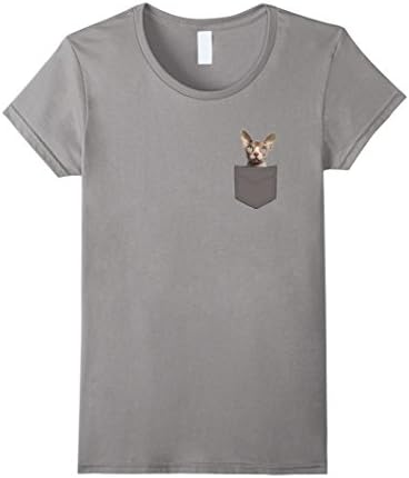Womens Sphynx Cat In Pocket T-shirt Small Slate