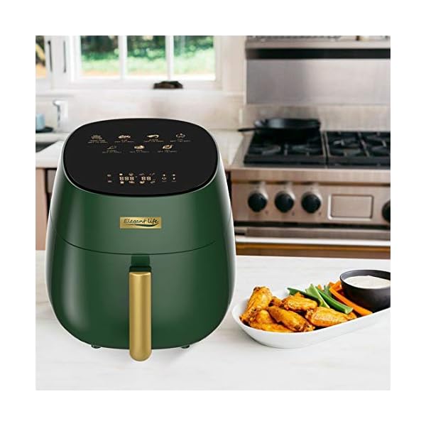 Elegant-Life-45-L-Air-Fryer-Oil-Free-7-in-1-with-Recipes-Cookbook-1400W-LCD-Touchscreen-Air-Oven-Cooker-Oil-Free-Hot-Cooker-BPAPFOA-Free Elegant Life 4.5 L Air Fryer Oil Free 7 in 1 with Recipes Cookbook, 1400W LCD Touchscreen Air Oven Cooker, Oil Free Hot Cooker, BPA&PFOA Free