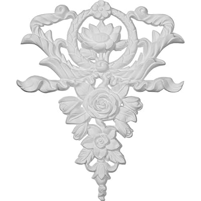 Ekena Millwork ONL10X12X01FL 10 5/8-Inch W by 12 5/8-Inch H by 3/4-Inch P Large Flower and Wreath Drop Onlay