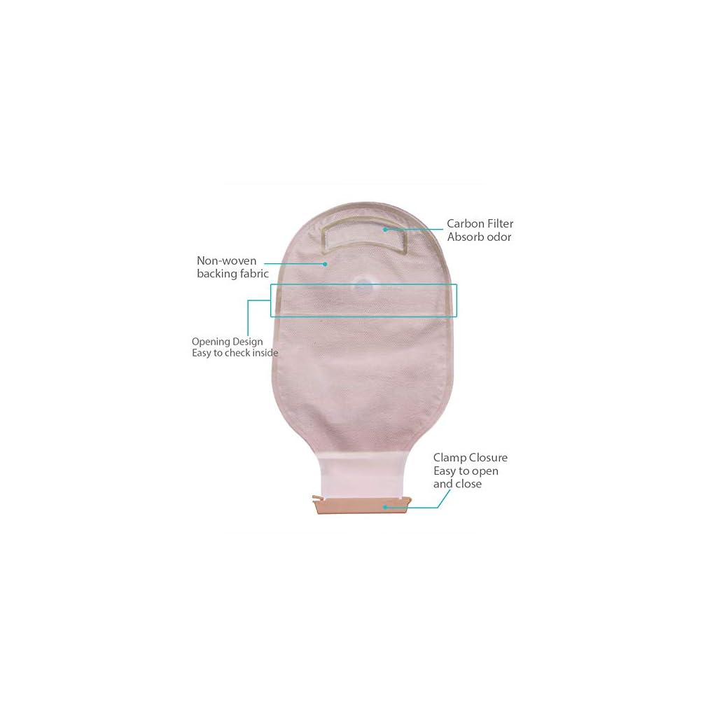 LotFancy 20 PCS Colostomy Bag, Ostomy Supplies, One Piece Drainable