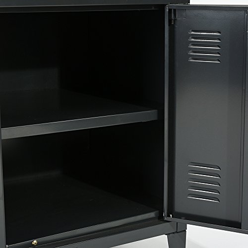 HouseinBox Office File Storage Console Cupboard Metal Cabinet 3 Door Cupboard Locker Organizer Stand 3-in-1, 2 Tier 6 Shelves Legs Detachable - Thumbnail 7