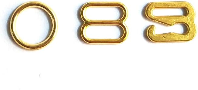 150 pcs / lot Metal Lingerie Adjustment strap slides Hardware Sewing Clips Clasp Hooks for Bra Strp Gold color (8mm)