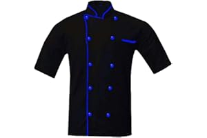 TROZ Men's And Women's Black Chef Coat Contrast Piping,PolyCotton,Size (S-6XL)